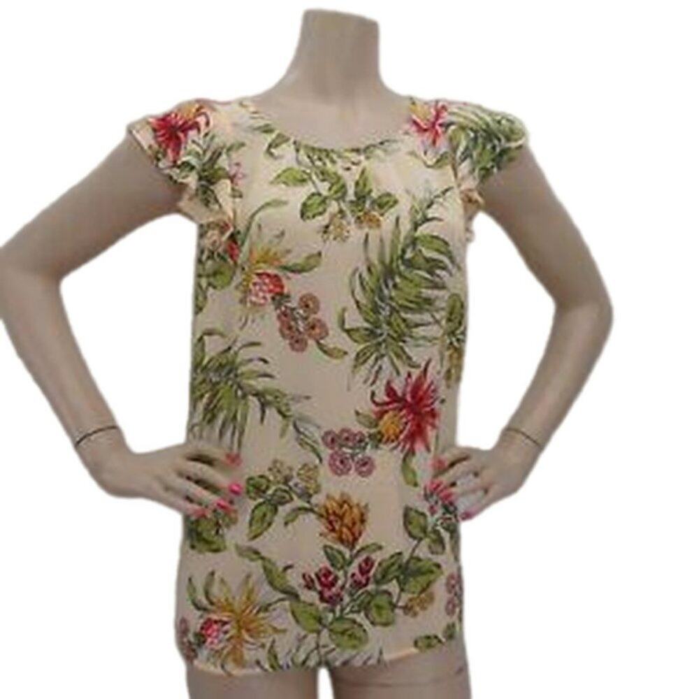 Ann Taylor LOFT Multicolor Tropical Floral Print Blouse || Small EUC